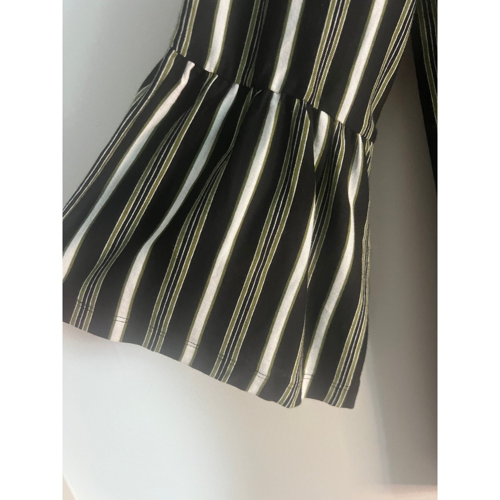 Est. 1946 Striped Bell Sleeve Top Black Olive Green White 3/4 Sleeve Large NWT - Picture 2 of 5